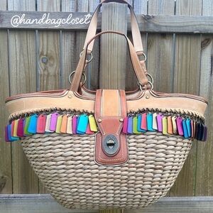 Coach Hangtag Lily Straw Legacy Basket Tote Bag Limited Edition 65th Ann…